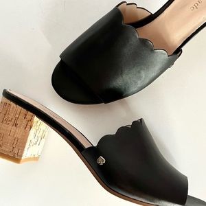 Kate Spade Black Slip-On Scallop Mules